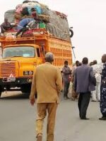 Commercial trucks loaded with goods arrive in Elfashir